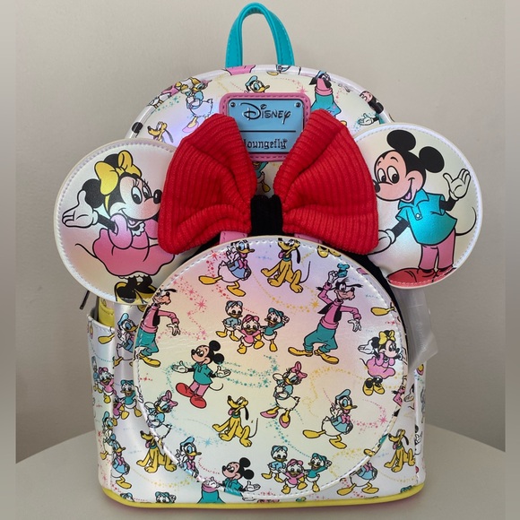 Loungefly Handbags - Loungefly Disney100 Mickey & Friends Classic Iridescent Mini Backpack & Headband